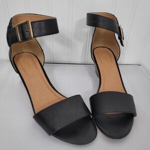 Comfort Est. 1946 Black Wedge sticky ankle Strap Sandals, SZ 8